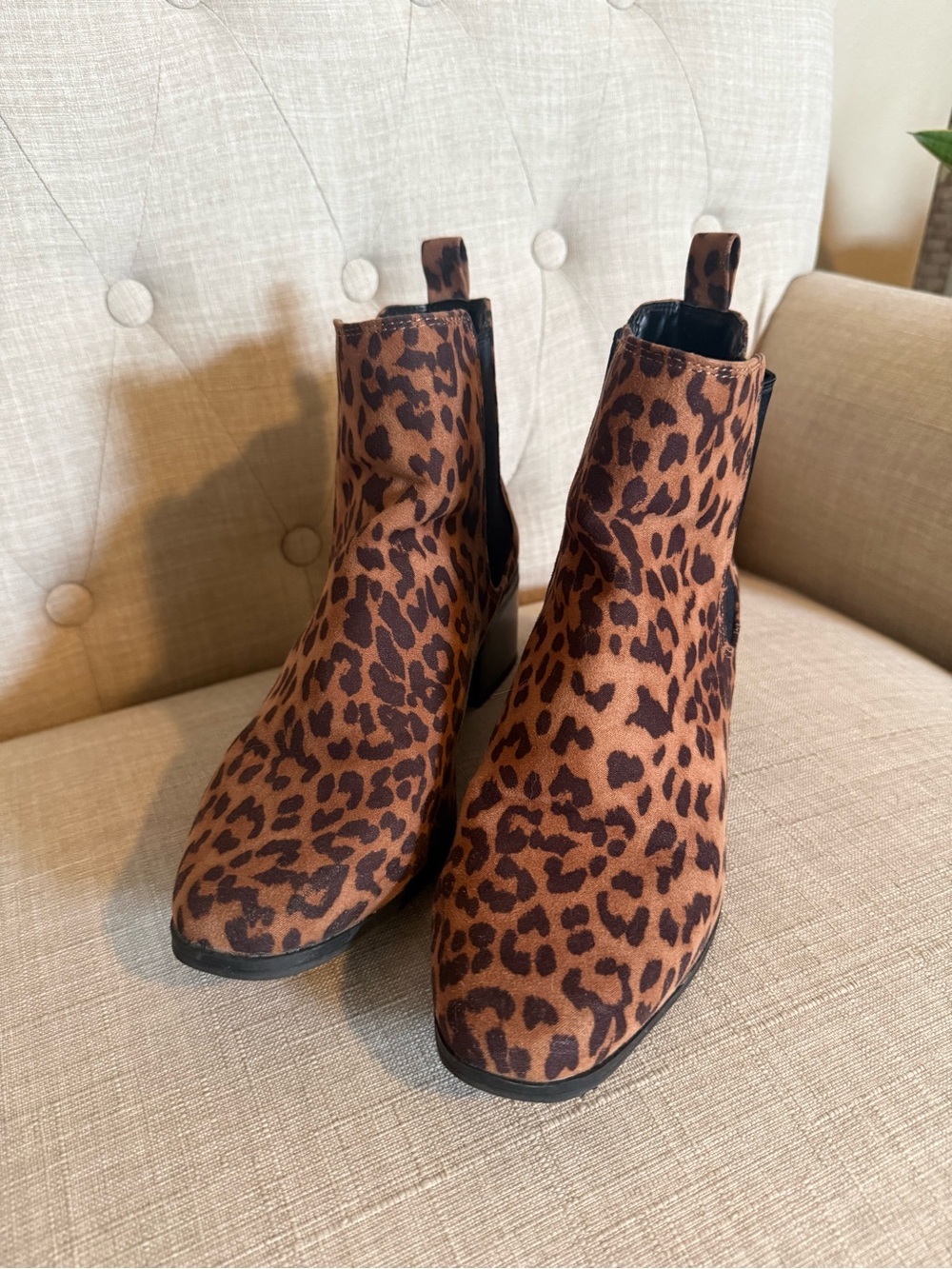 a new day Leopard-Print Chelsea Booties in Brown